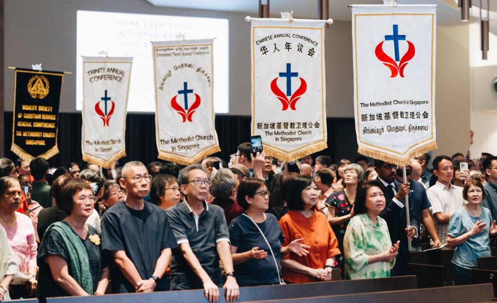 Processional march with banners