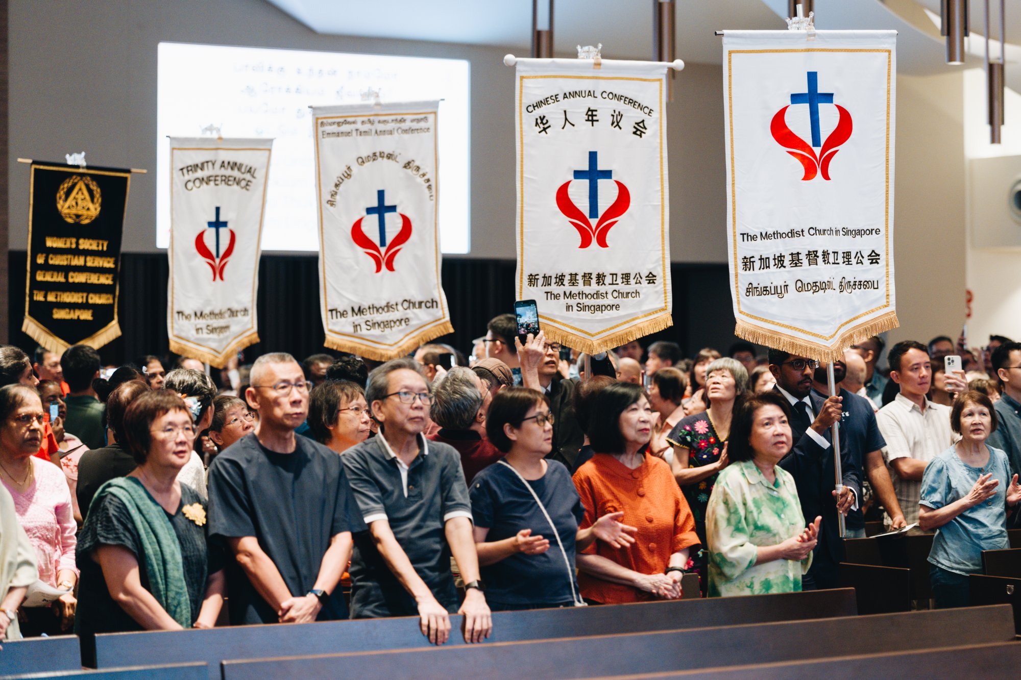 Processional march with banners